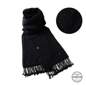 【THE STARRY SKY】Original 100% Cashmere Black Scarf with Amethyst Fine Austrian Crystals